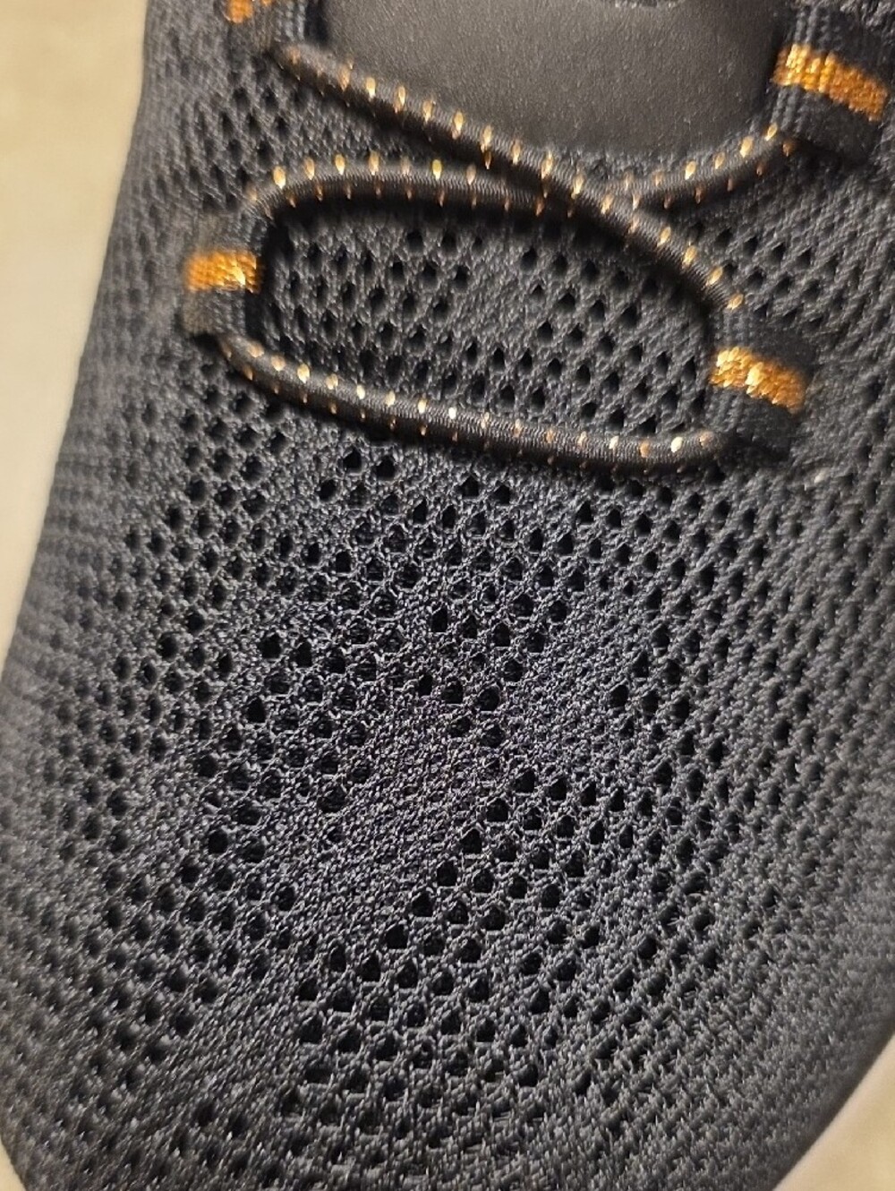 Skechers Women’s Black Slip-On Knit Sneakers with Gold Accents, Size 7 - Picture 7 of 9
